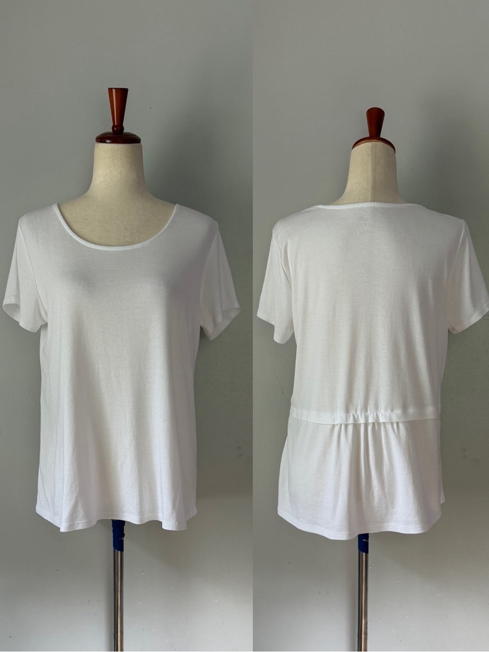 J.Jill Pima Cotton Shirred-Back Tee Size Small Neutral Minimalist Staple